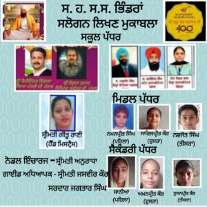 ਸ੍ਰੀ ਗੁਰੂ ਤੇਗ ਬਹਾਦੁਰ ਜੀ ਦੇ 400 ਸਾਲਾ  ਪ੍ਰਕਾਸ਼ ਪੁਰਬ ਨੂੰ ਸਮਰਪਿਤ ਸਲੋਗਨ ਲਿਖਣ  ਮੁਕਾਬਲਾ ਕਰਵਾਇਆ