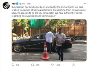 RAJ KUNDRA ARRESTED FOR MAKING PORN FILMS