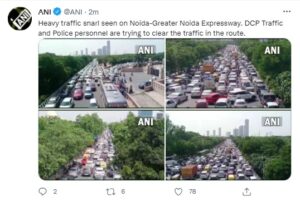 NOIDA-GREATER NOIDA EXPRESSWAY BLOCKED DUE TO HEAVY TRAFFIC
