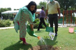 रेजिडैंट कमिश्नर राखी गुप्ता भंडारी ने भारत आशियान मैत्री पार्क में फलदार वृक्षारोपण मुहिम के दौरान पौधरोपण किया