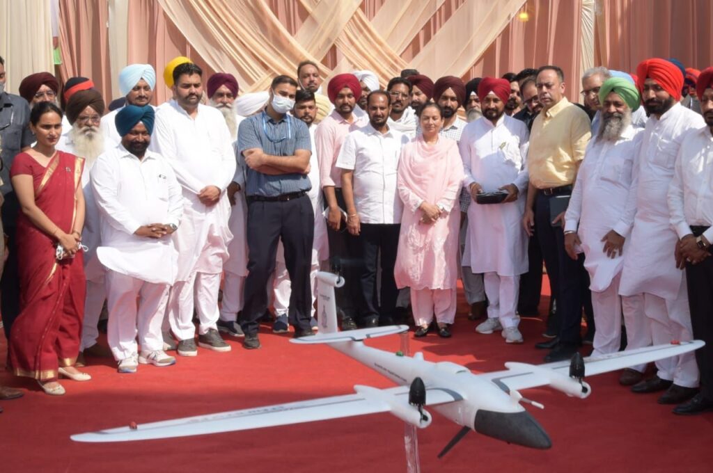 Chief Minister Charanjit Singh Channi accompanied by Revenue Minister Aruna Chaudhry launched drone mapping project under Lal Lakir Scheme at Morinda