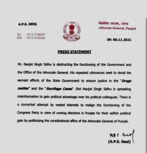 AG’s sharp attack on Sidhu lands Government in quandary