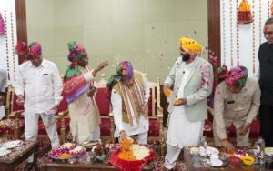 Punjab CM Bhagwant Mann on Thursday participated in ‘Holi Milan Samaroh’ at Haryana Raj Bhawan