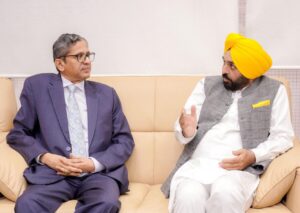 CM BHAGWANT MANN GAVE WARM SEND OFF TO CJI AT AMRITSAR AIRPORT