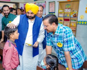 BHAGWANT MANN ACCOMPANIED BY DELHI CM VISITS GOVT. SCHOOLS & HEALTH EDUCATION INSTITUTIONS