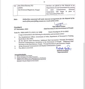 Punjab Government transfers 22 IAS and 10 PCS officers