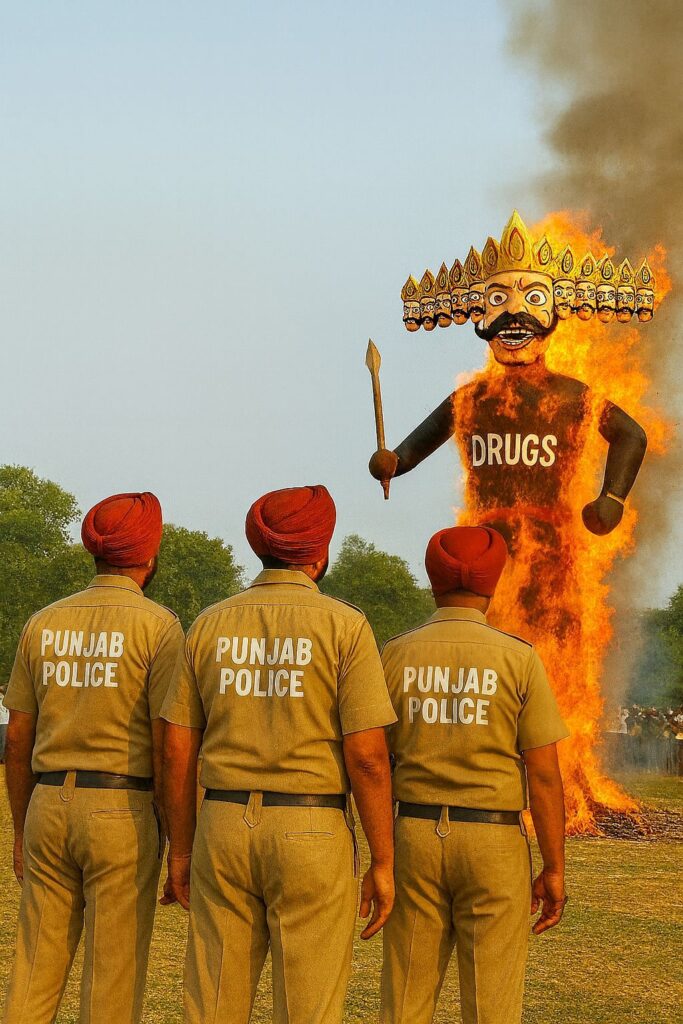 Punjab Police’s Fiery Pledge on Dussehra; War on Drugs Gets Symbolic Victory in Punjab