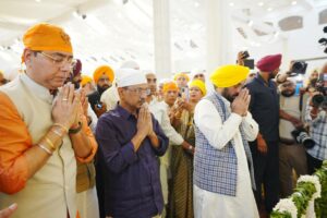 AAP CONVENER ARVIND KEJRIWAL AND CM BHAGWANT MANN PARTICIPATE IN KIRTAN DARBAR TO COMMEMORATE 350TH MARTYRDOM DAY OF SRI GURU TEGH BAHADUR JI