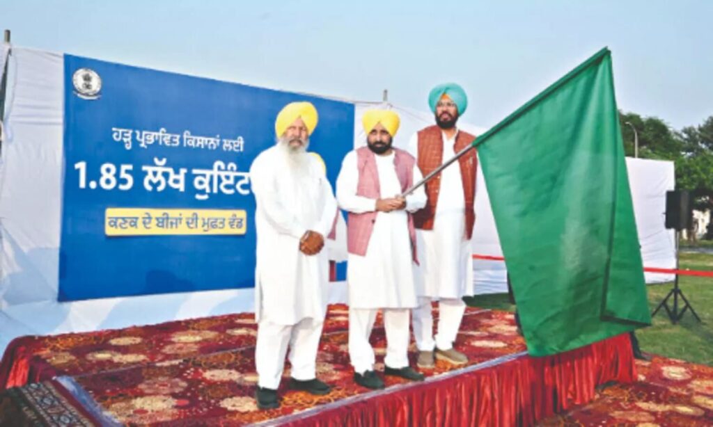 CM Mann Stands Shoulder-to-Shoulder with Flood-Devastated Farmers: 1.85 Lakh Quintals of Wheat Seed Delivered to Farmers, Approximately ₹74 Crore Spent, CM Mann Himself Flagged Off 7 Trucks